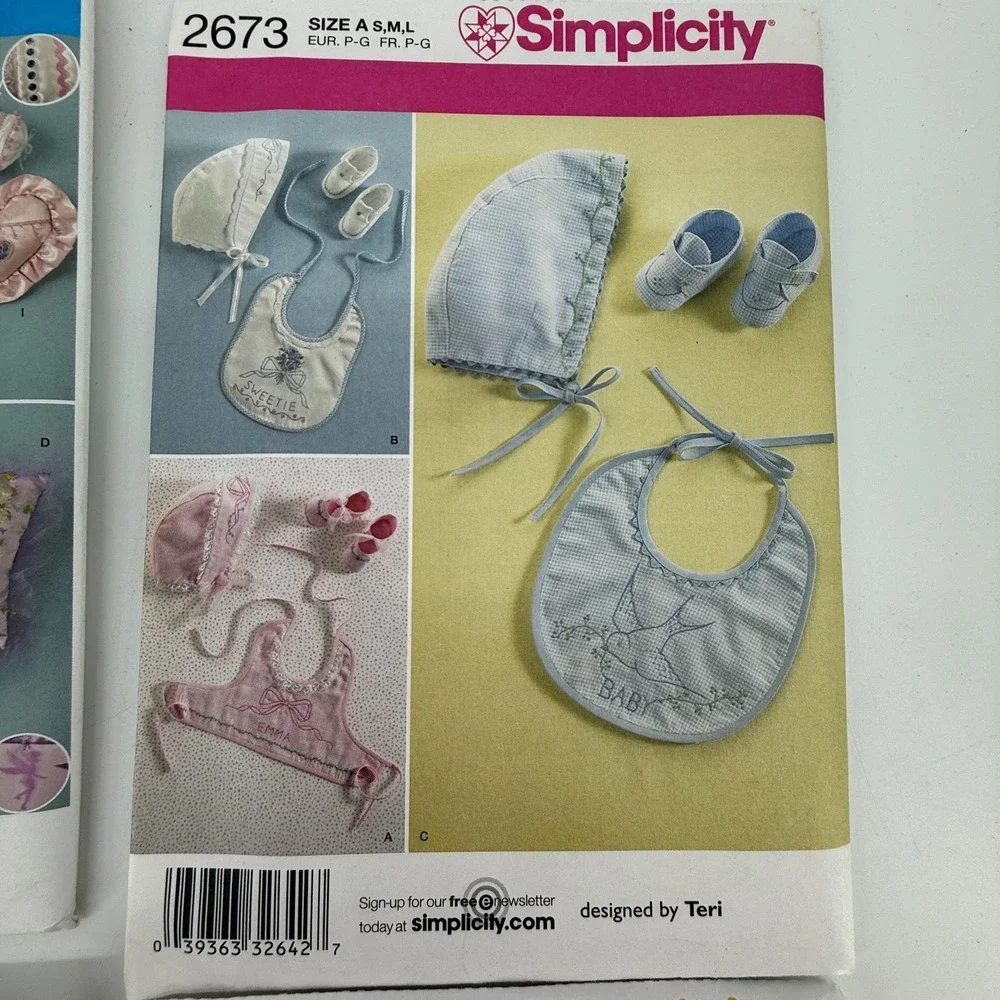4‎ LOT! Simplicity 9140~2457-2673-2385 Baby Blankets Clothing Pillow Bib